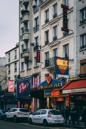 Boulevard de Clichy in Pigalle, the red light district of Paris, Franceのeditorial素材