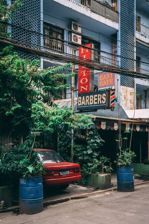 Barber shop in Binondo, Manila, The Philippinesのeditorial素材