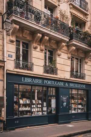 Portuguese and Brazilian bookstore, in Paris, Franceのeditorial素材