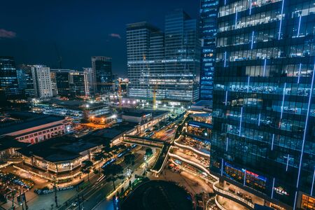 Cityscape night view of Bonafacio Global City, in Manila, Philippines