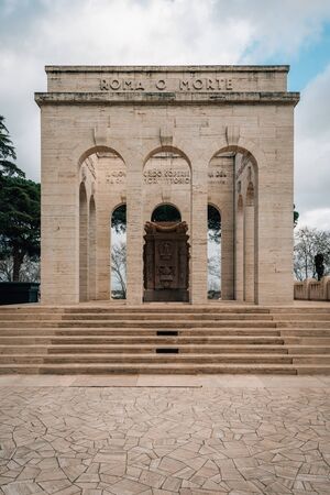 Roma O Morte monument on the Janiculum Hill in Rome, Italyのeditorial素材