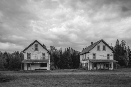 Two abandoned houses in Kokadjo, Maineの写真素材