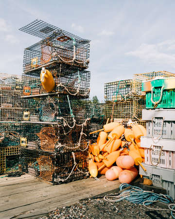Lobster cages in Port Clyde, Saint George, Maine