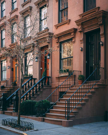 Brownstones in Brooklyn Heights, Brooklyn, New Yorkのeditorial素材