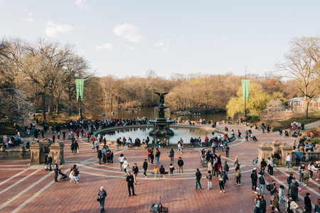Spring view of Bethesda Fountain, at Central Park, New York Cityのeditorial素材