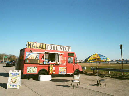 Halal food truck along the Belt Parkway, near Coney Island, Brooklyn, New York Cityの写真素材