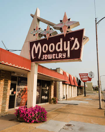 Moodys Jewelry vintage sign in Tulsa, Oklahomaの写真素材