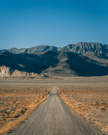 Desert landscape with mountains, on US Route 50 in western Utahの写真素材