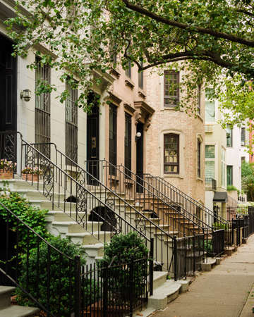 Brownstones on the Upper East Side of Manhattan in New York Cityの写真素材