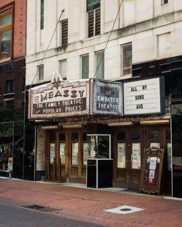 Embassy Theater sign, in downtown Cumberland, Marylandの写真素材