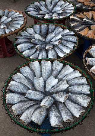 Dried salted damsel fish.の写真素材