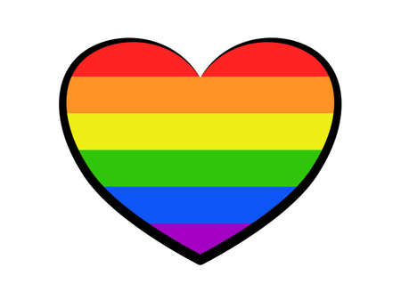 Abstract colorful rainbow lines striped, heart LGBT pride month rainbow colors, symbol of community modern flat design peace sign pride month concept, heart pattern LGBT isolated background vectorのイラスト素材