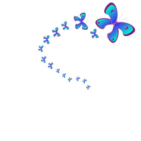 beautiful blue butterflies, isolated on a whiteのイラスト素材