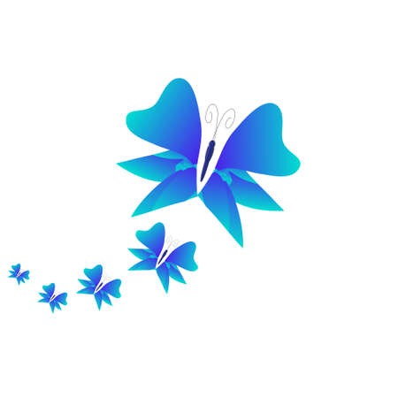 beautiful blue butterflies, isolated on a whiteのイラスト素材