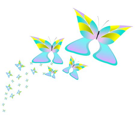 beautiful butterflies, isolated on a whiteのイラスト素材