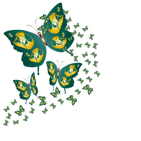 beautiful blue butterflies, isolated on a whiteのイラスト素材