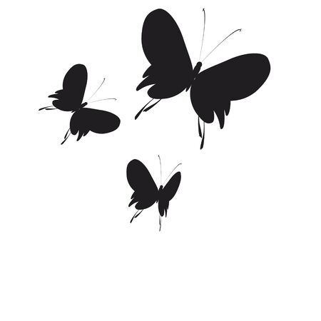 silhouette,beautiful butterflies, isolated on a whiteのイラスト素材