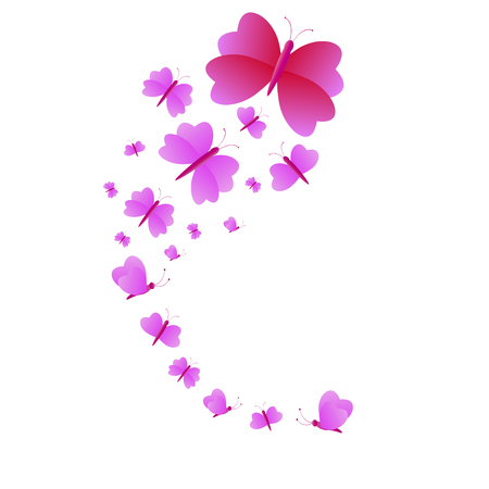 beautiful pink butterflies,isolated on a whiteのイラスト素材