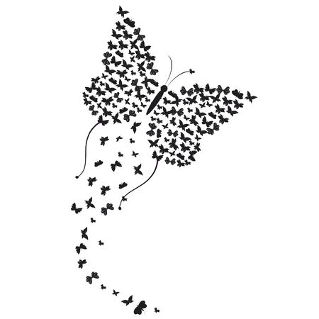 Silhouette, beautiful butterflies.のイラスト素材