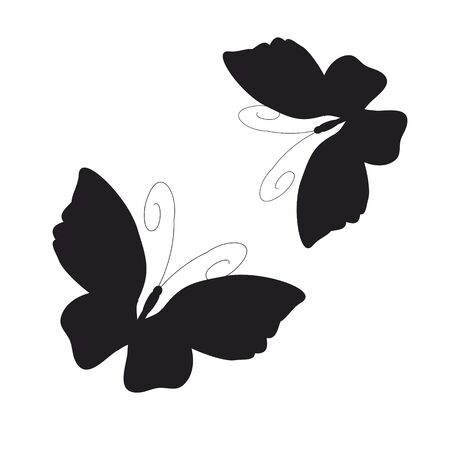 silhouette,beautiful butterflies, isolated on a whiteのイラスト素材