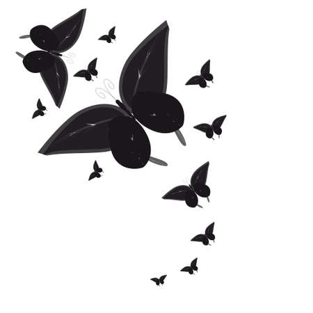 silhouette,beautiful butterflies, isolated on a whiteのイラスト素材