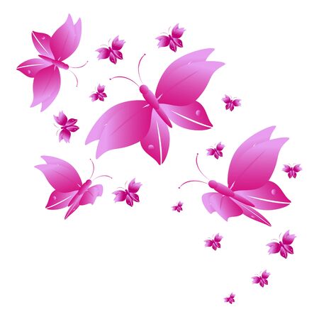 Beautiful pink butterflies,isolated on a whiteのイラスト素材