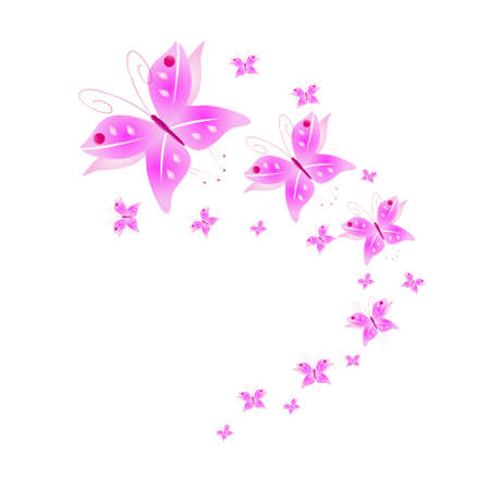 Beautiful pink butterflies,isolated on a whiteのイラスト素材