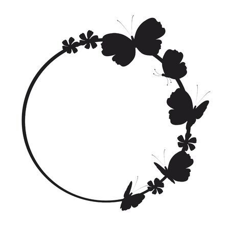 silhouette,beautiful butterflies, isolated on a whiteの写真素材