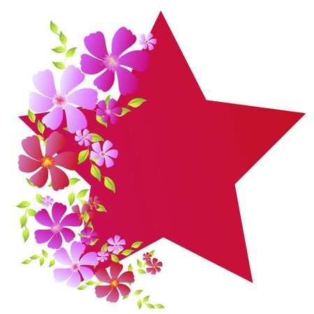 Colorful stars and flowers, isolated.のイラスト素材