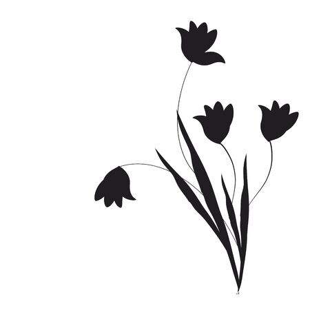 Beautiful black flowers, isolated on a whiteのイラスト素材