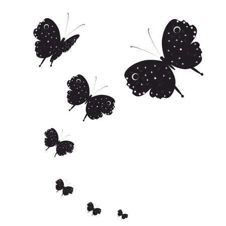 Silhouette,beautiful butterflies, isolated on a white background. Vector illustration.のイラスト素材