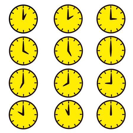 Set of clocks for every hourのイラスト素材