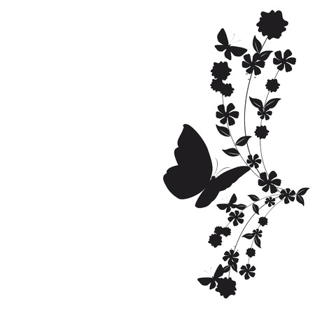 beautiful black flowers, isolated on a whiteのイラスト素材