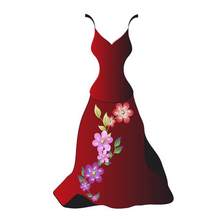Red wedding dress design, isolated on  a whiteのイラスト素材