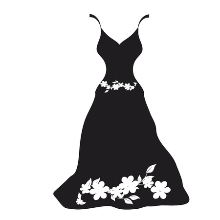 Silhouette of a wedding dress design, isolated on   whiteのイラスト素材