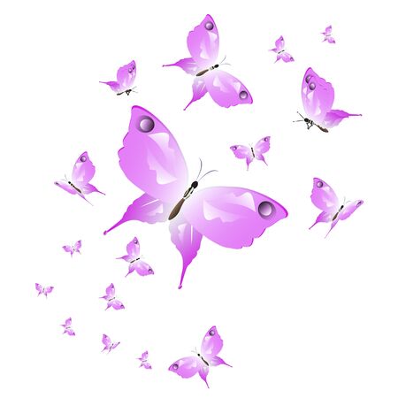 beautiful pink butterflies,isolated on a whiteのイラスト素材