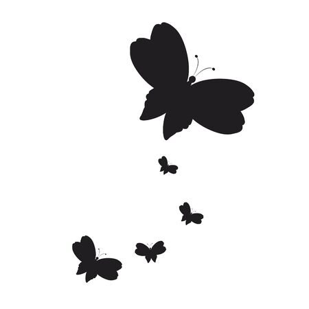 silhouette,beautiful butterflies, isolated on a whiteのイラスト素材