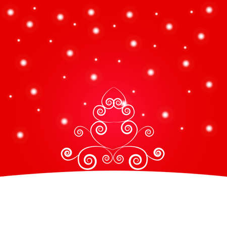 Christmas and New Years red background with Christmas Treeのイラスト素材