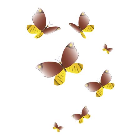 beautiful yellow butterflies, isolated on a whiteのイラスト素材