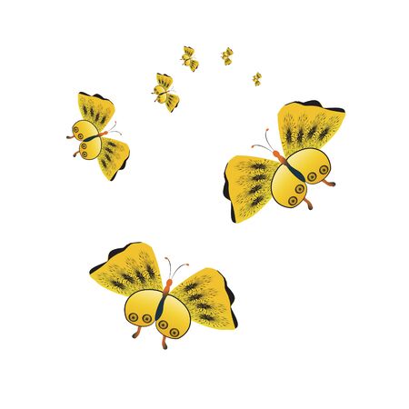 Beautiful yellow butterflies, isolated on a whiteのイラスト素材