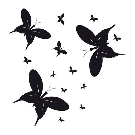 silhouette,beautiful butterflies, isolated on a whiteのイラスト素材