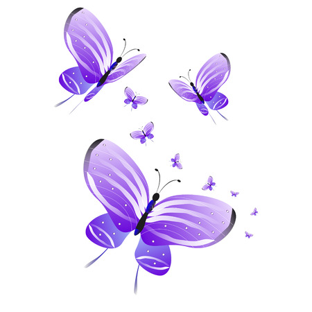 Beautiful pink butterflies,isolated on a white illustration.のイラスト素材