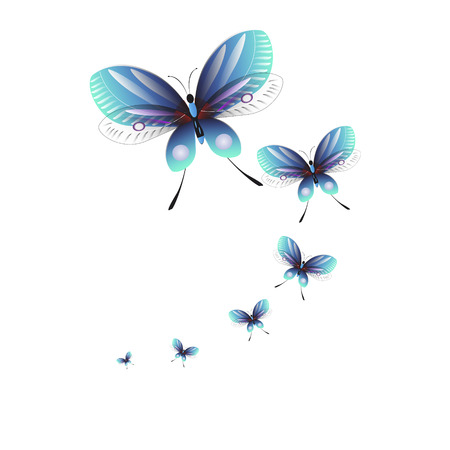 Beautiful butterflies, blue,isolated on a whiteのイラスト素材