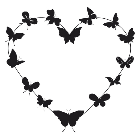 Silhouette,beautiful butterflies, isolated on a white background.のイラスト素材