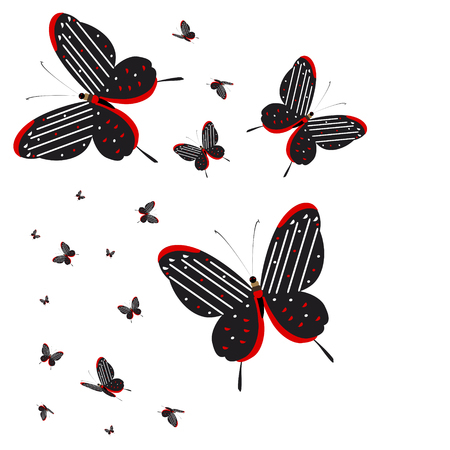silhouette,beautiful butterflies, isolated on a whiteのイラスト素材