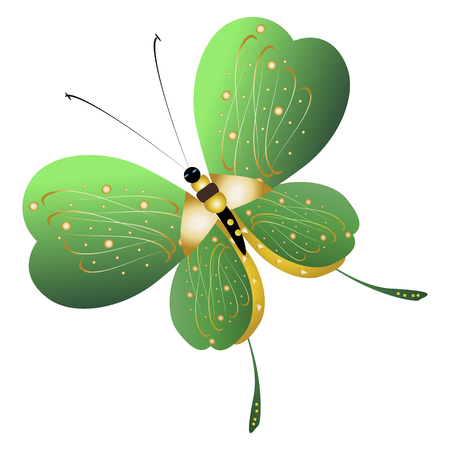 beautiful green butterflies, isolated on a whiteのイラスト素材