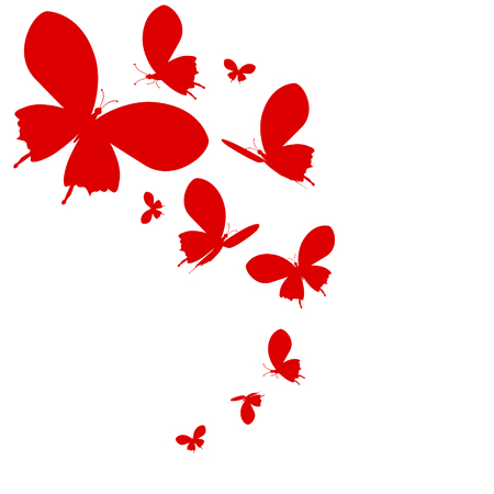 Beautiful red butterflies isolated on whiteのイラスト素材