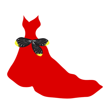 A red wedding dress design isolated on a white.のイラスト素材