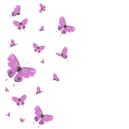 beautiful pink butterflies,isolated on a white のイラスト素材