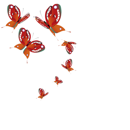 beautiful red butterflies, isolated on a whiteのイラスト素材
